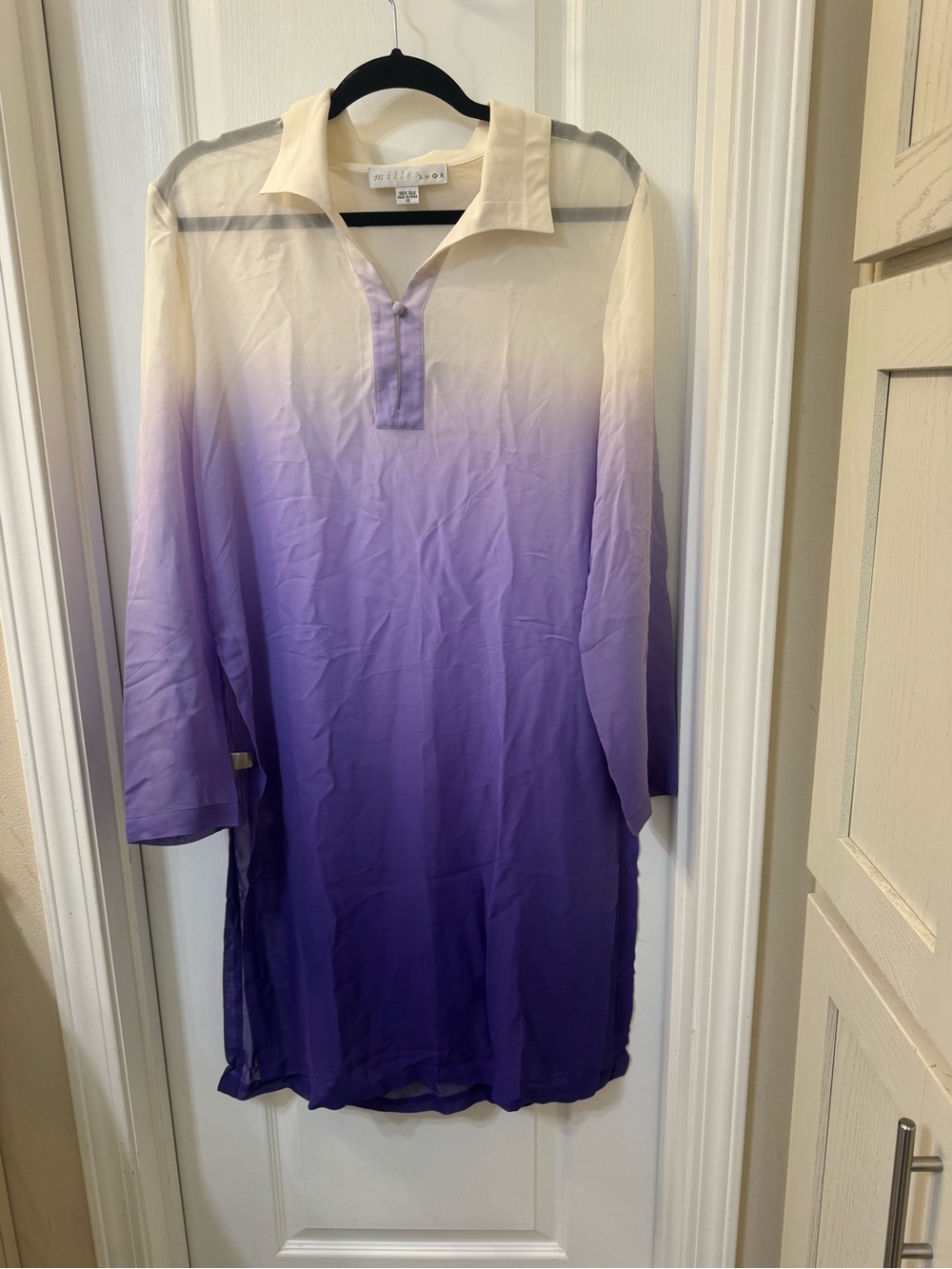 Miller Shor Purple Ombre Sheer cover up Dress 100%Silk